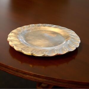 Vintage Silver Platter Elegant Vintage 11” Round Made in Mexico HANDCRAFTED GUC